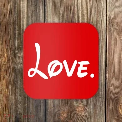 Cute Cursive Love Valentines Day Coaster