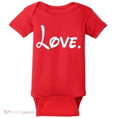 Cute Cursive Love Valentines Day Baby Bodysuit