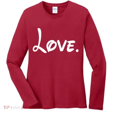 Cute Cursive Love Valentines Day Women's Long Sleeve Shirt