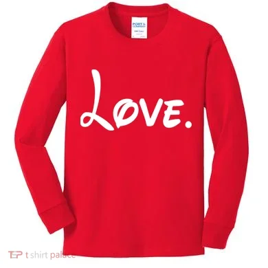Cute Cursive Love Valentines Day Kids Long Sleeve Shirt