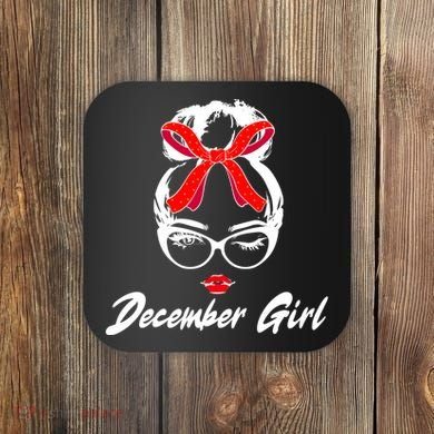 Cute December Girl Birthday Coaster