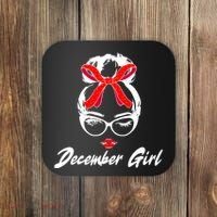 Cute December Girl Birthday Coaster thumb 0