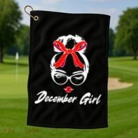 Cute December Girl Birthday Golf Towel thumb 1
