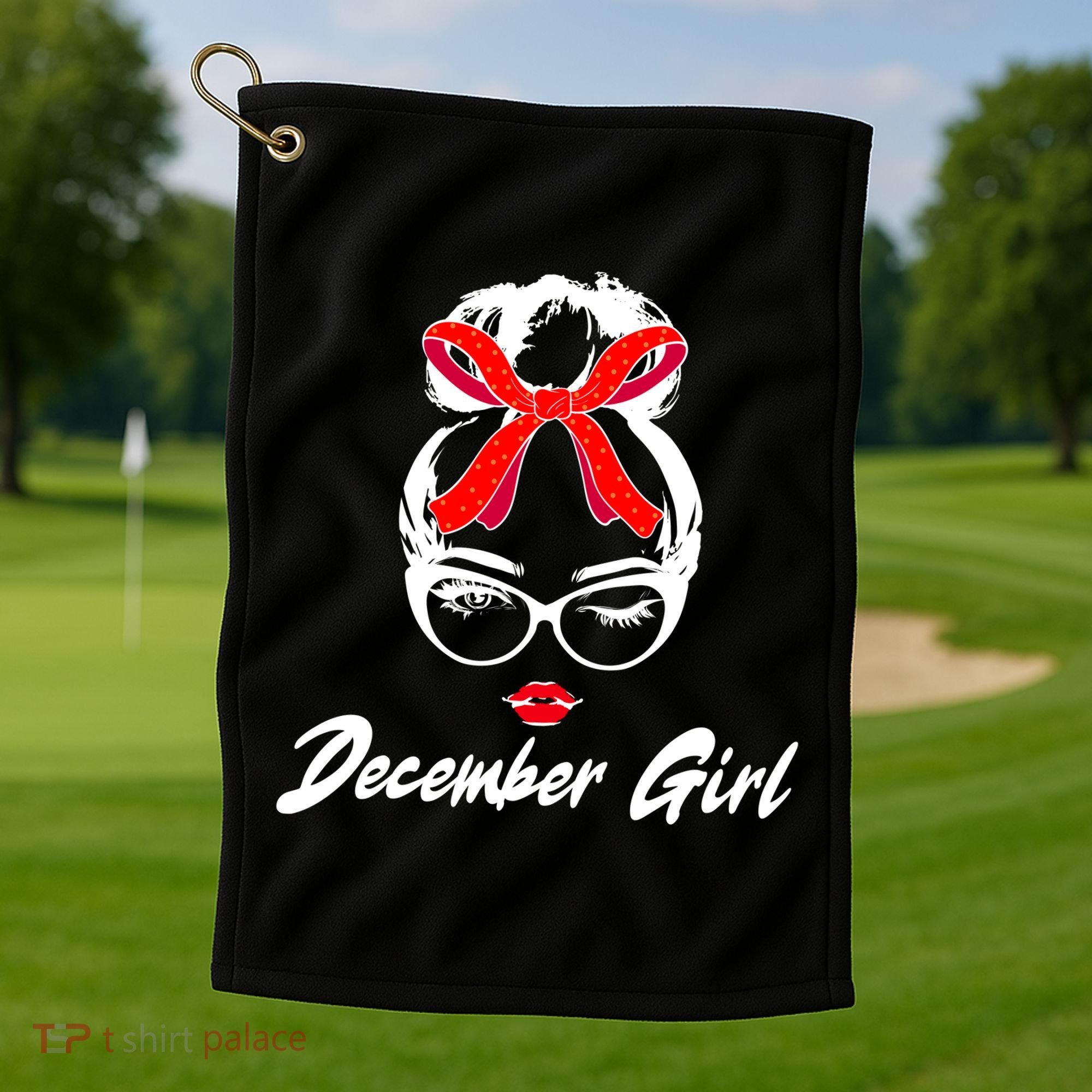Cute December Girl Birthday Golf Towel