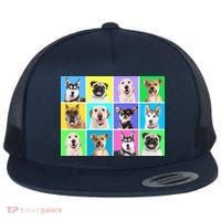 Cute Dogs Portrait Flat Bill Trucker Hat thumb 0