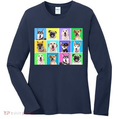 Cute Dogs Portrait Women's Long Sleeve Shirt