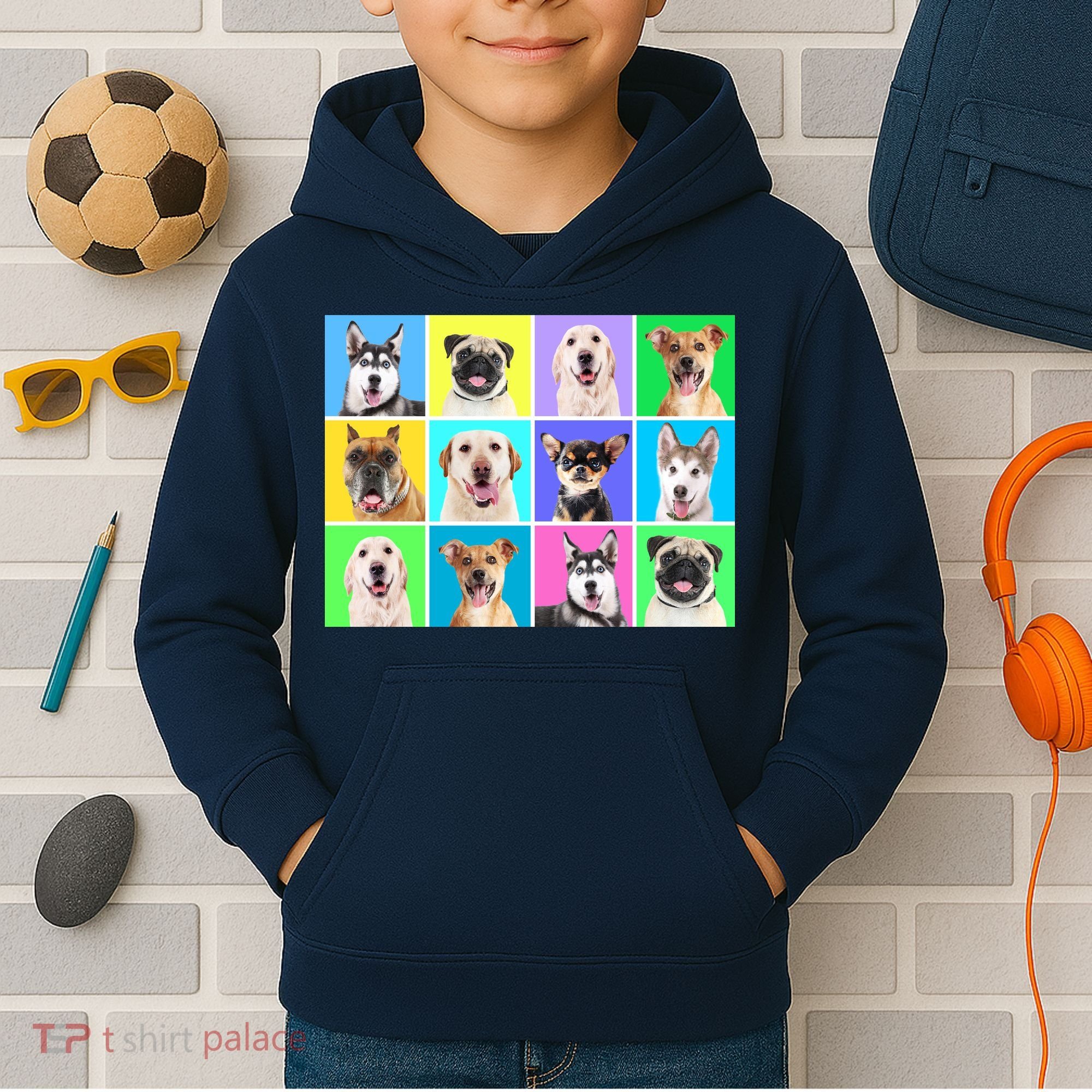 Cute Dogs Portrait Kids Hoodie