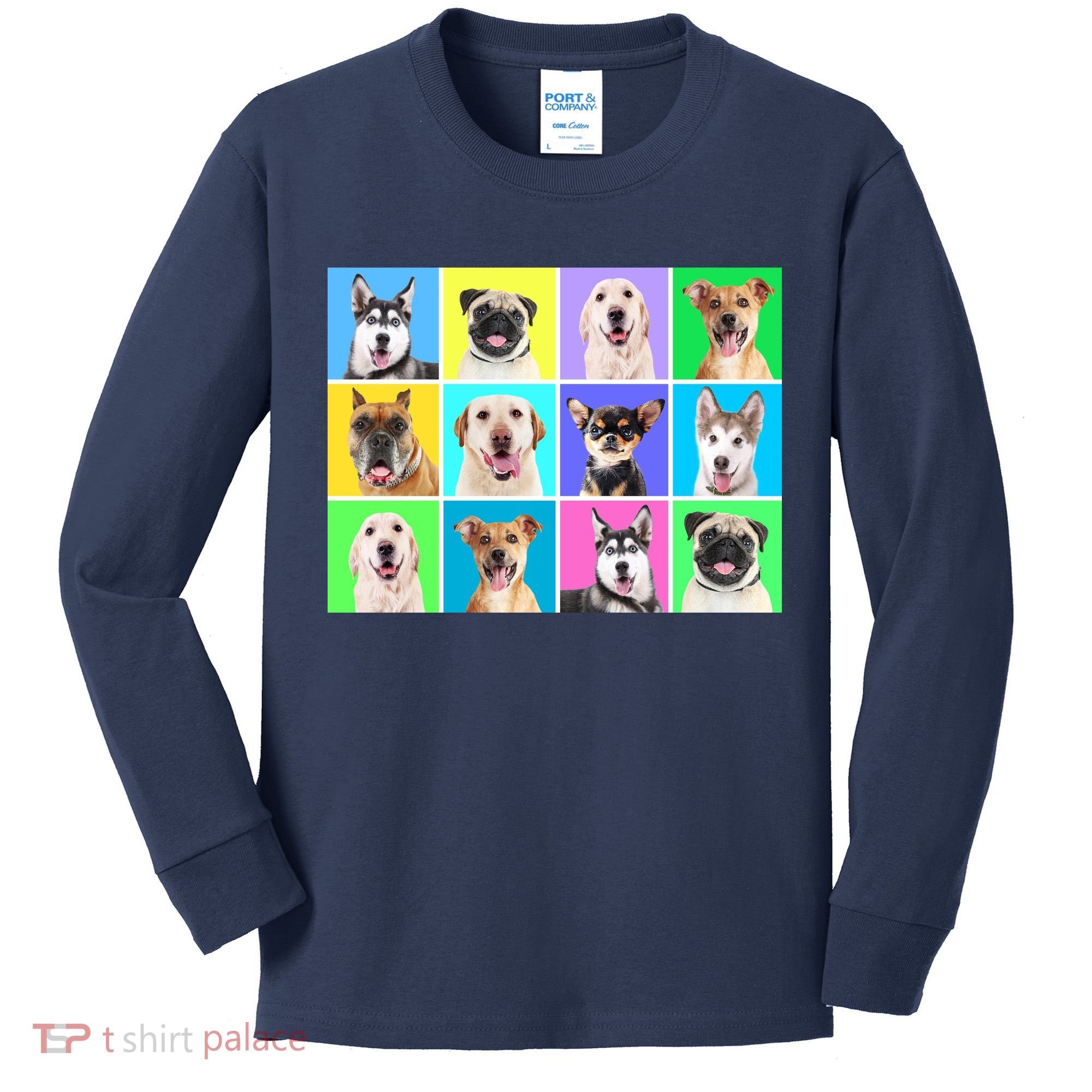 Cute Dogs Portrait Kids Long Sleeve Shirt