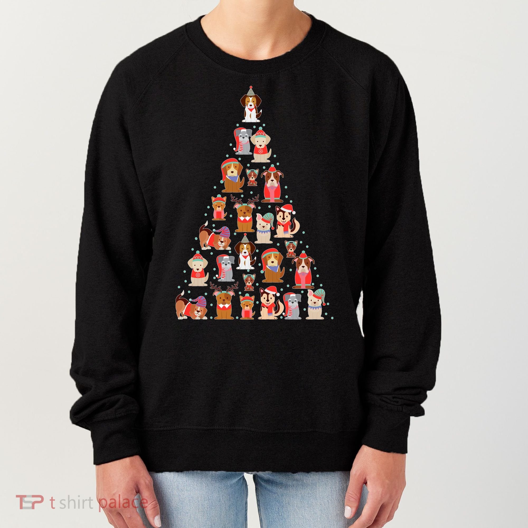 Cute Dogs Puppies Christmas Tree Women's Sweatshirt