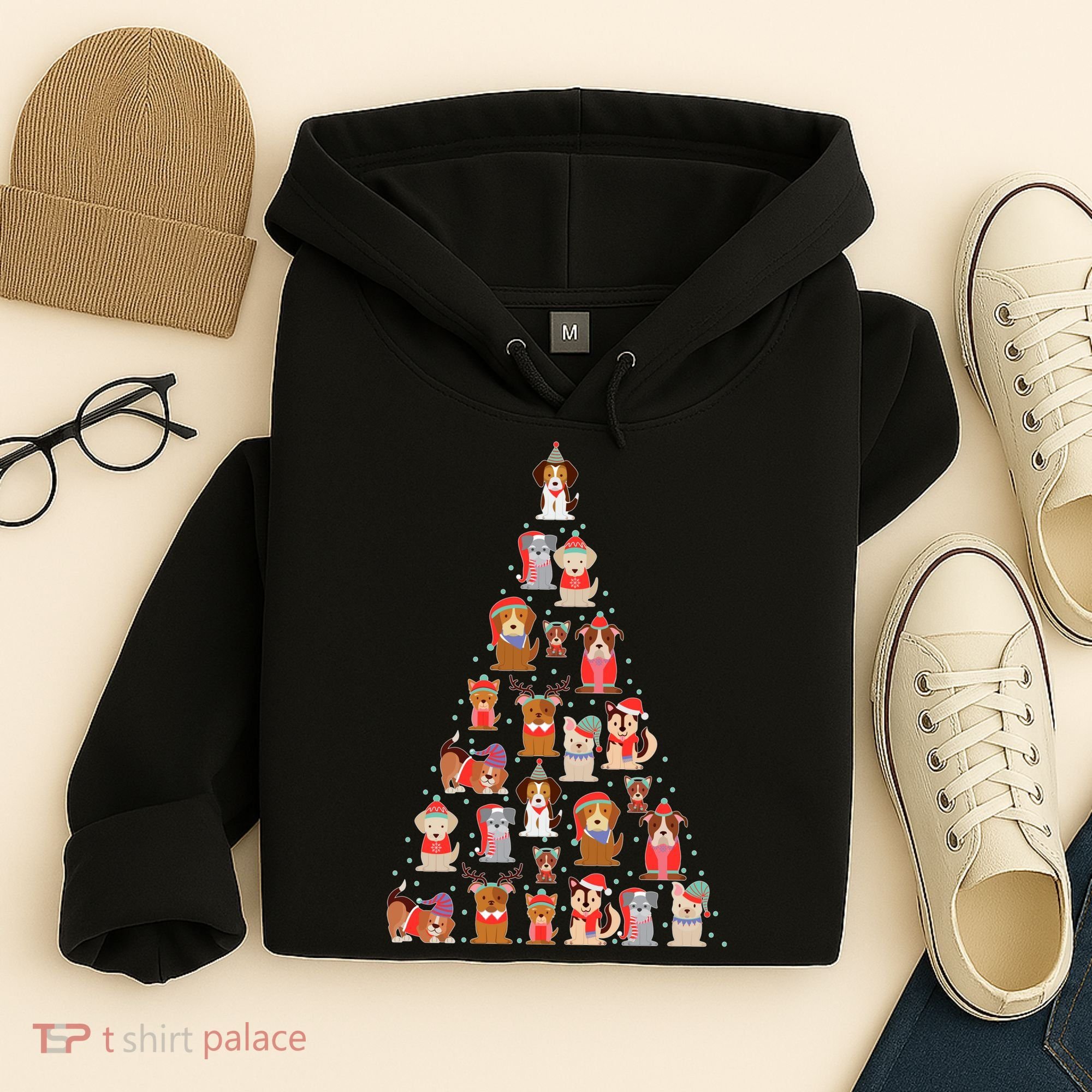 Cute Dogs Puppies Christmas Tree Hoodie