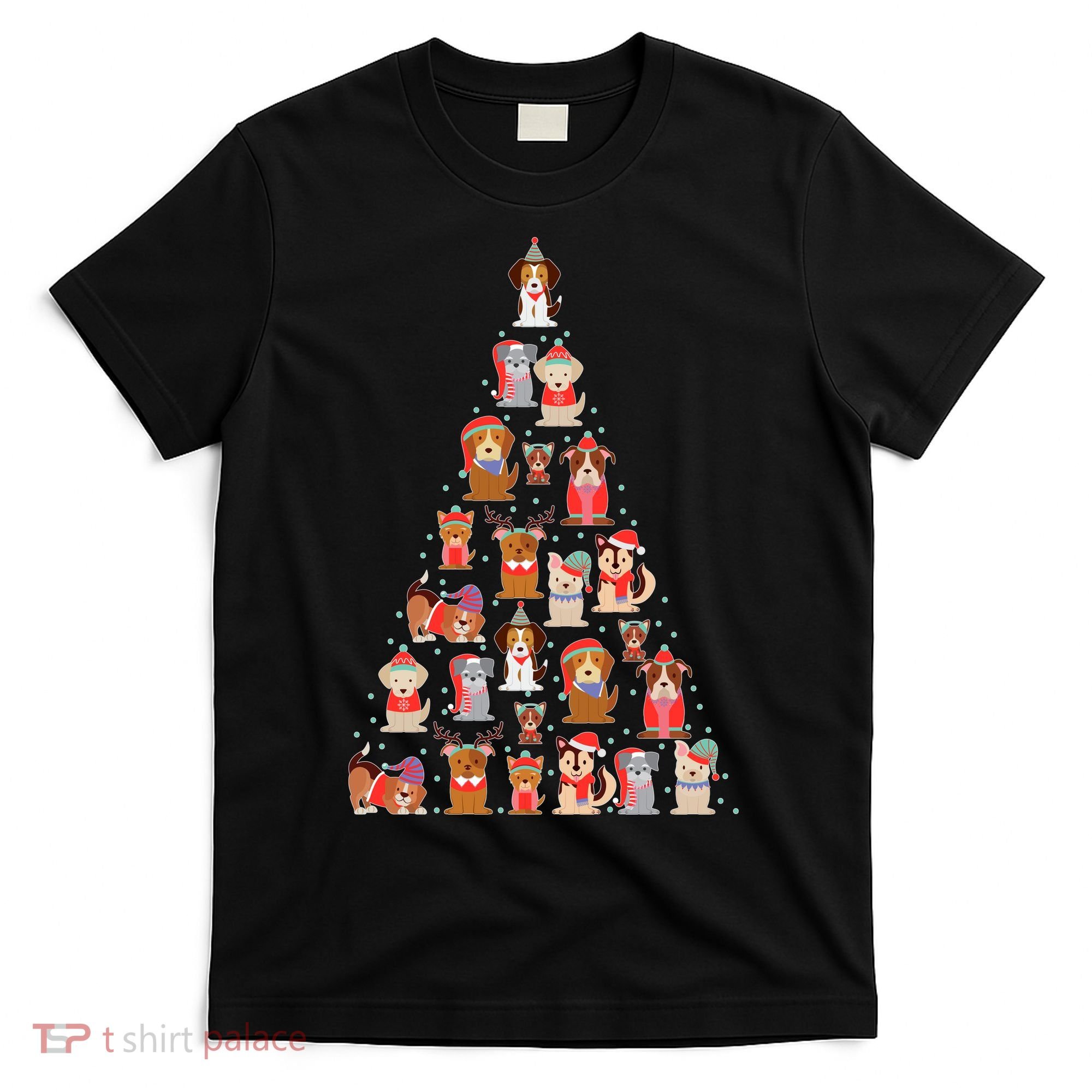 Cute Dogs Puppies Christmas Tree T-Shirt