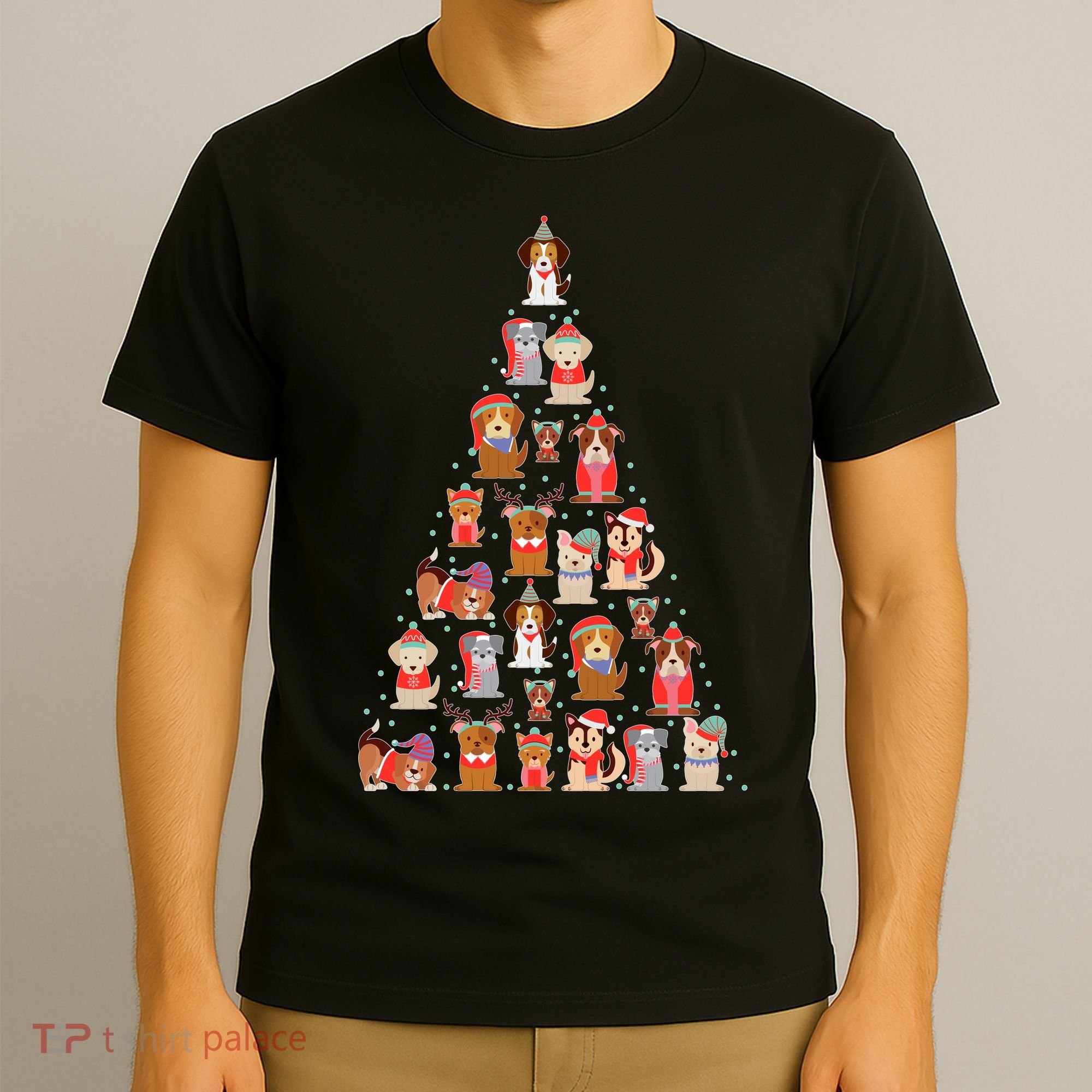 Cute Dogs Puppies Christmas Tree T-Shirt