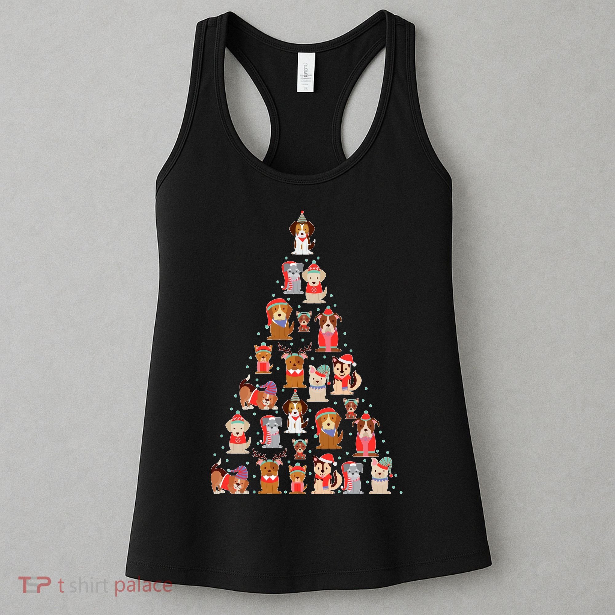 Cute Dogs Puppies Christmas Tree Women's Tank Top