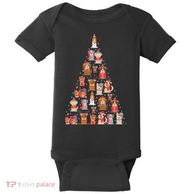 Cute Dogs Puppies Christmas Tree Baby Bodysuit