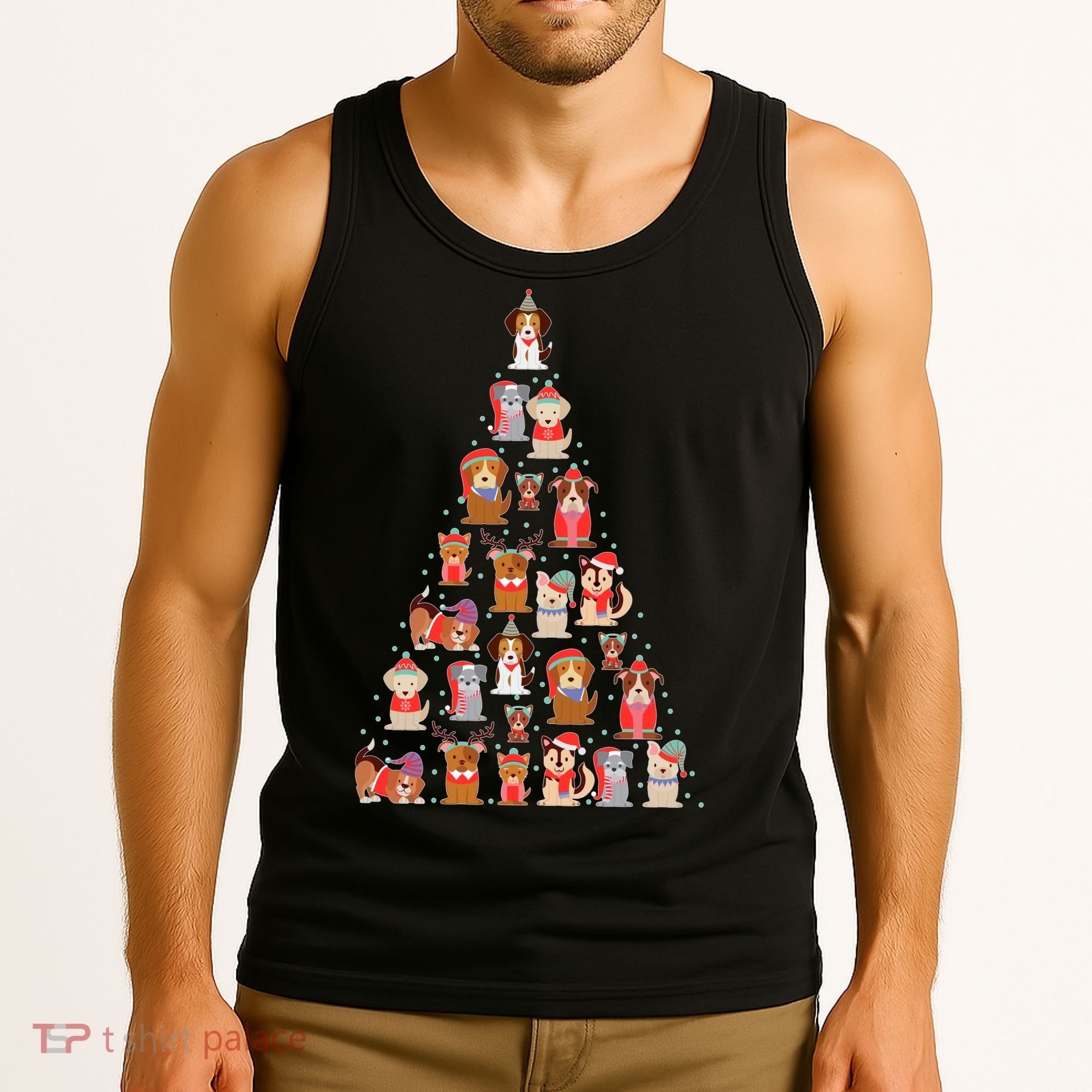 Cute Dogs Puppies Christmas Tree Tank Top