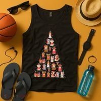 Cute Dogs Puppies Christmas Tree Tank Top thumb 4