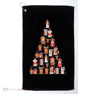 Cute Dogs Puppies Christmas Tree Golf Towel