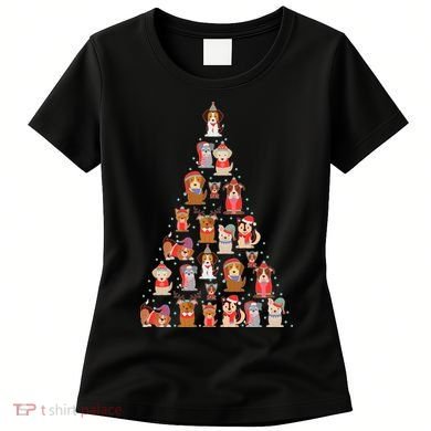 Cute Dogs Puppies Christmas Tree Women's T-Shirt