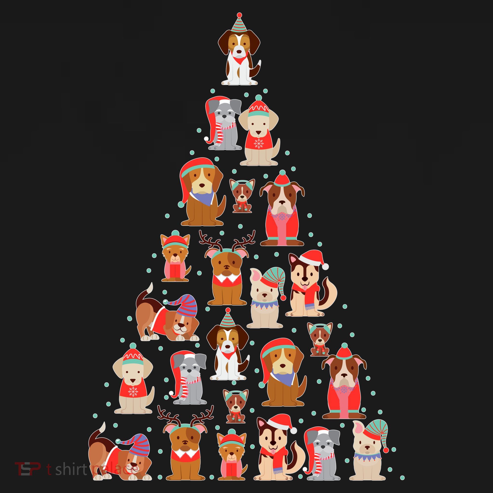 Cute Dogs Puppies Christmas Tree Women's T-Shirt