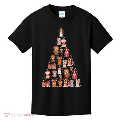 Cute Dogs Puppies Christmas Tree Kids T-Shirt