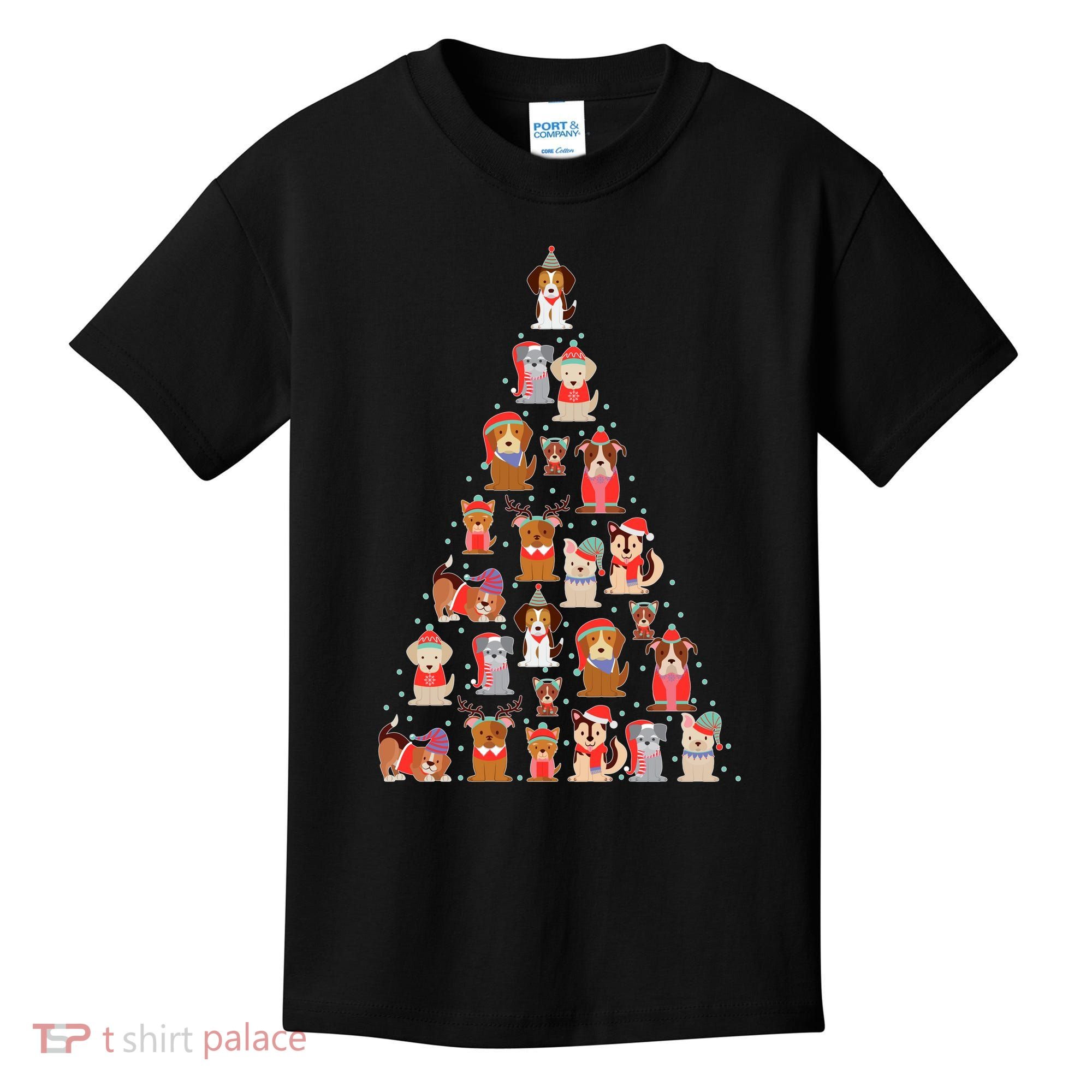 Cute Dogs Puppies Christmas Tree Kids T-Shirt