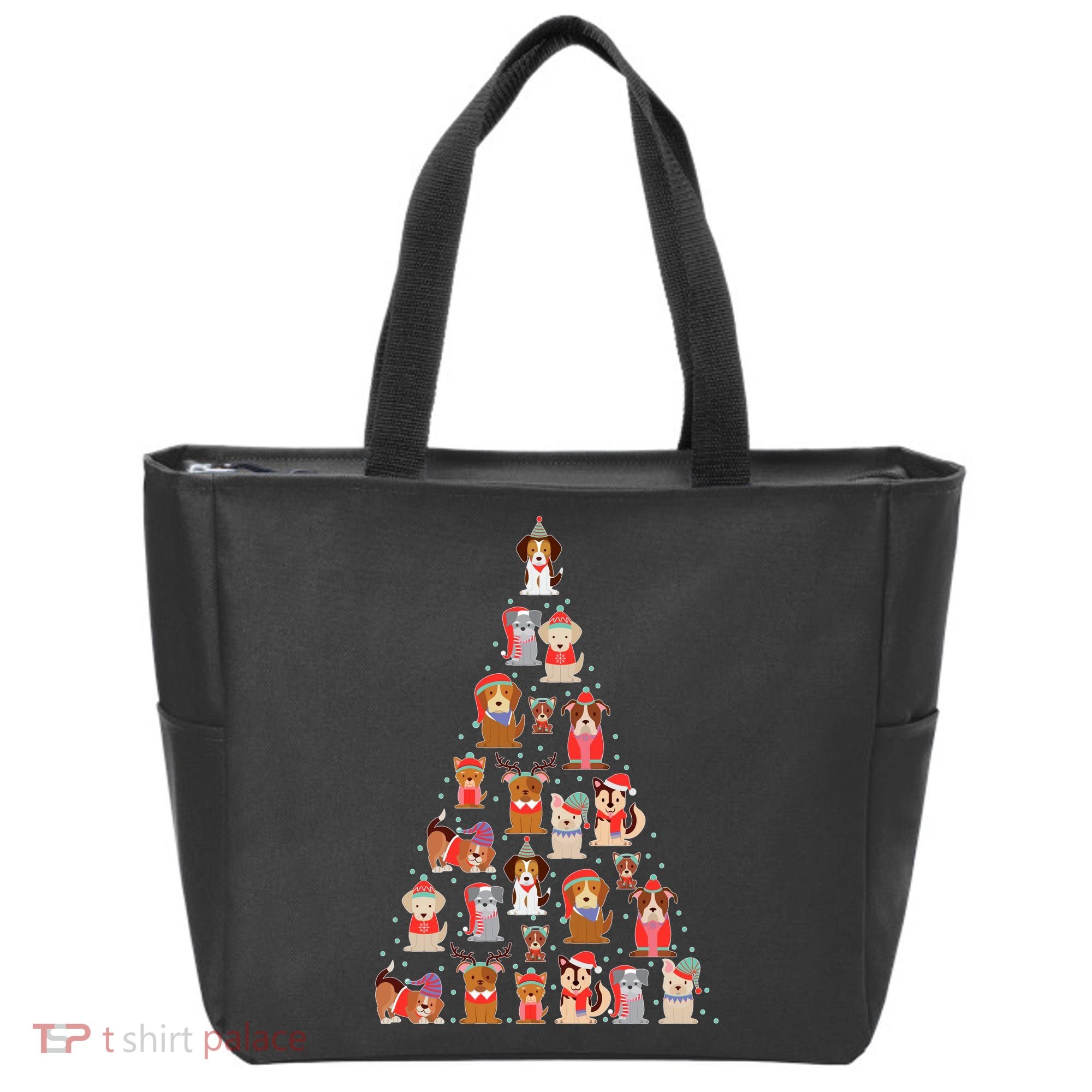 Cute Dogs Puppies Christmas Tree Tote Bag
