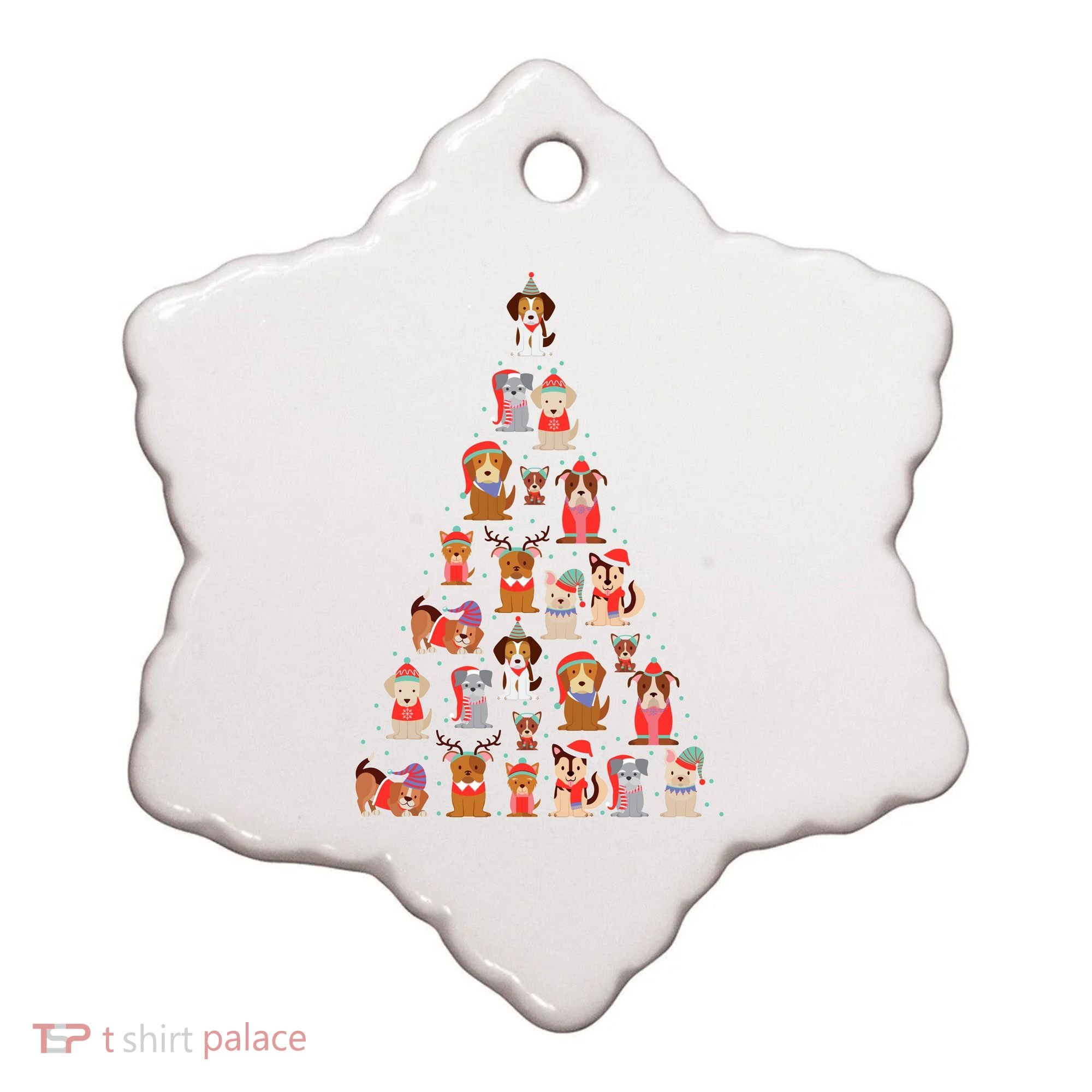 Cute Dogs Puppies Christmas Tree Ceramic Ornament
