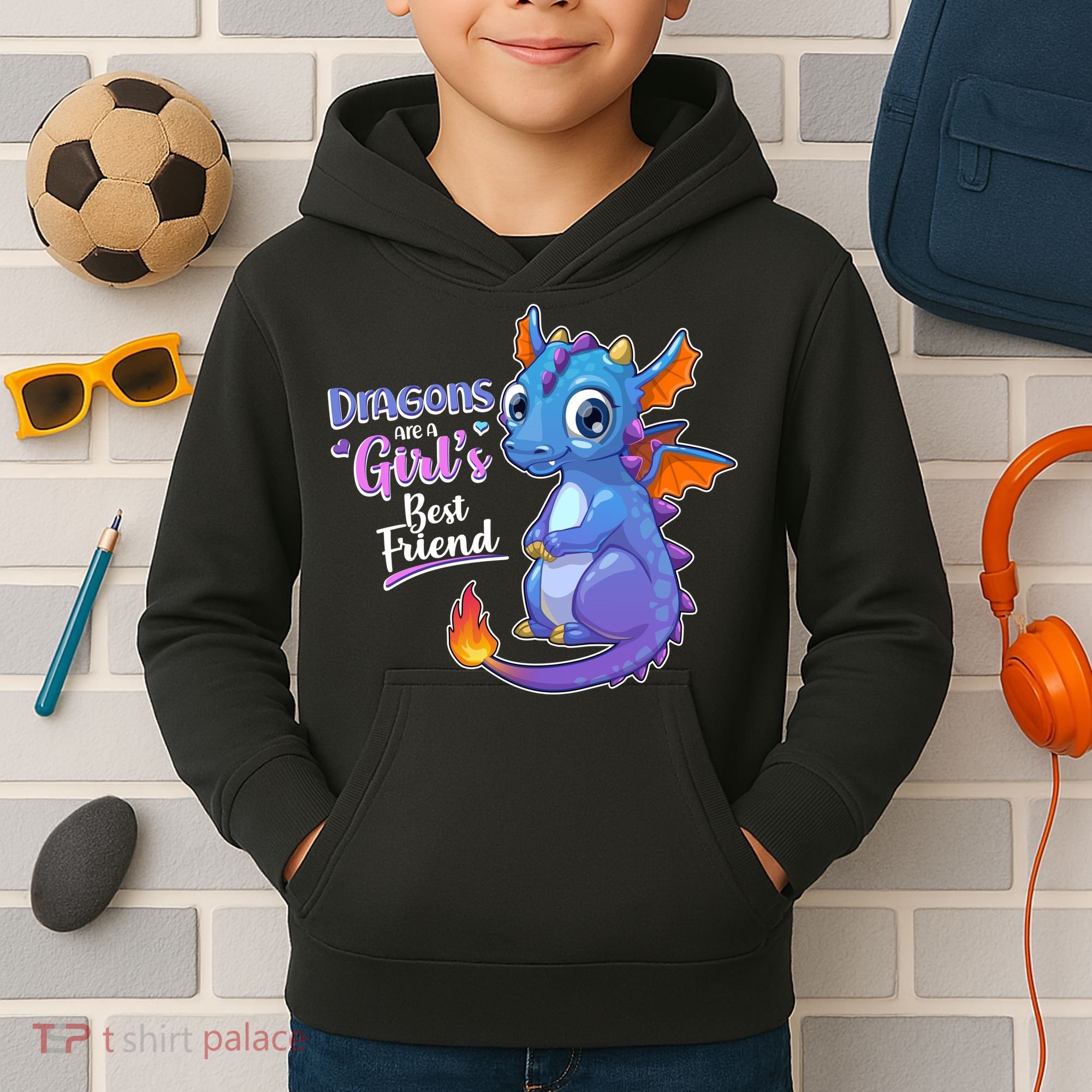Cute Dragons Are A Girl's Best Friend Kids Hoodie