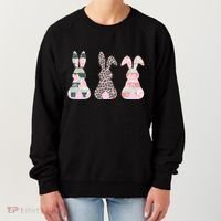Cute Easter Bunnies Rose Stripe Leopard Patterns Women's Sweatshirt thumb 0