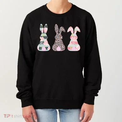 Cute Easter Bunnies Rose Stripe Leopard Patterns Women's Sweatshirt