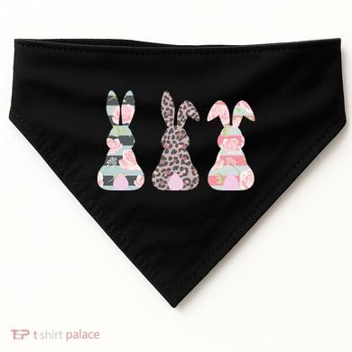 Cute Easter Bunnies Rose Stripe Leopard Patterns USA-Made Doggie Bandana