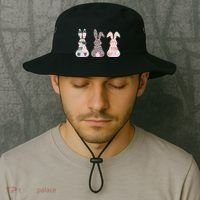 Cute Easter Bunnies Rose Stripe Leopard Patterns Bucket Hat thumb 2