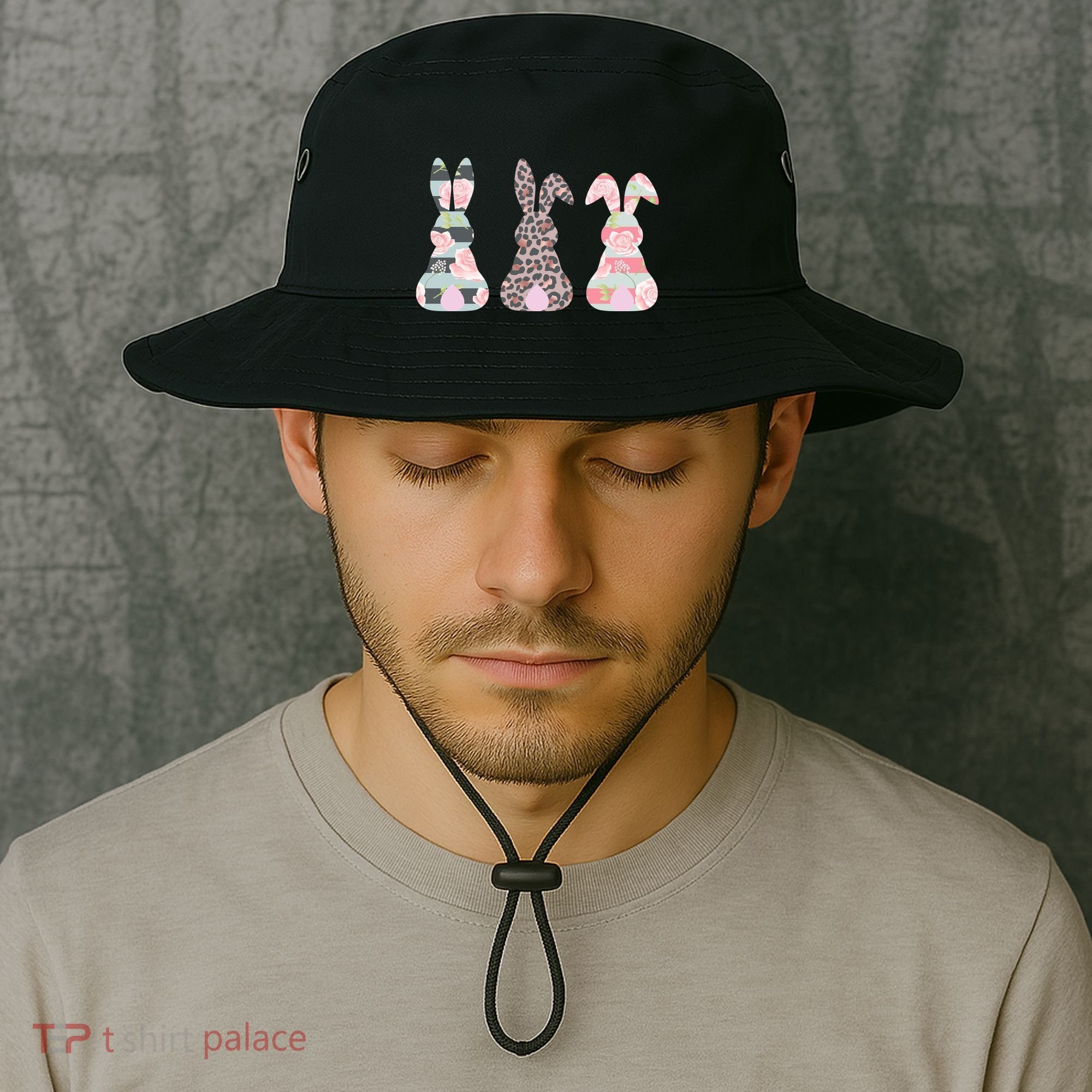 Cute Easter Bunnies Rose Stripe Leopard Patterns Bucket Hat