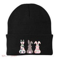 Cute Easter Bunnies Rose Stripe Leopard Patterns Beanie thumb 0