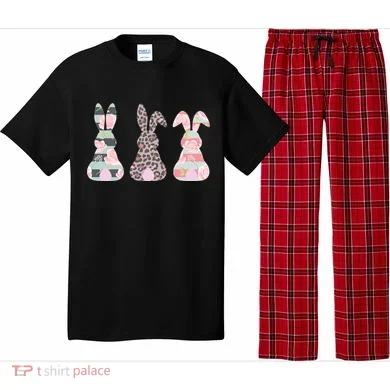Cute Easter Bunnies Rose Stripe Leopard Patterns Pajama Set