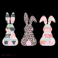 Cute Easter Bunnies Rose Stripe Leopard Patterns Flat Bill Trucker Hat thumb 2