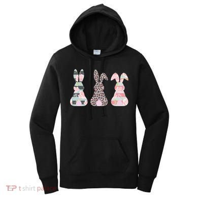 Cute Easter Bunnies Rose Stripe Leopard Patterns Women's Hoodie