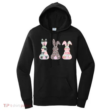 Cute Easter Bunnies Rose Stripe Leopard Patterns Women's Hoodie