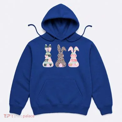 Cute Easter Bunnies Rose Stripe Leopard Patterns Hoodie