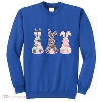 Cute Easter Bunnies Rose Stripe Leopard Patterns Sweatshirt thumb 0