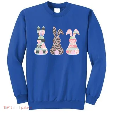 Cute Easter Bunnies Rose Stripe Leopard Patterns Sweatshirt