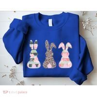 Cute Easter Bunnies Rose Stripe Leopard Patterns Sweatshirt thumb 2