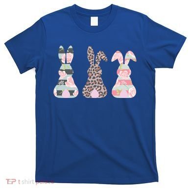 Cute Easter Bunnies Rose Stripe Leopard Patterns T-Shirt