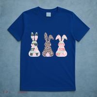 Cute Easter Bunnies Rose Stripe Leopard Patterns T-Shirt thumb 5
