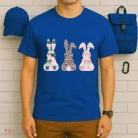 Cute Easter Bunnies Rose Stripe Leopard Patterns T-Shirt thumb 6