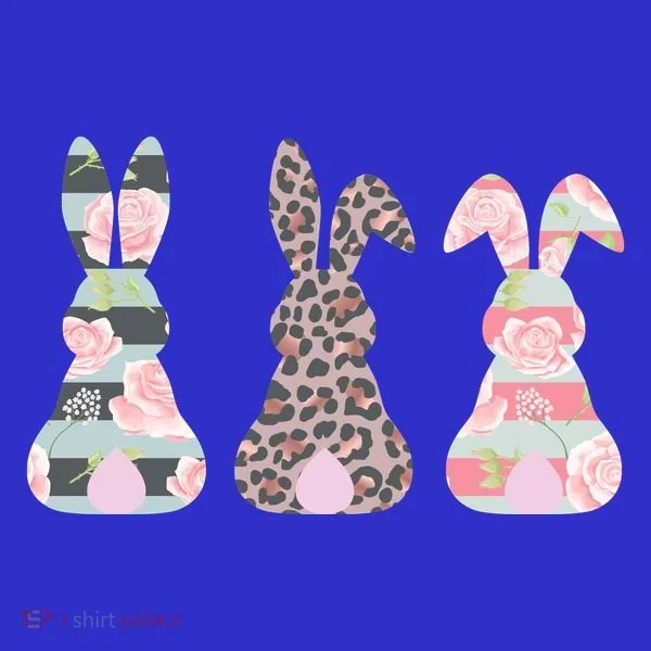 Cute Easter Bunnies Rose Stripe Leopard Patterns T-Shirt