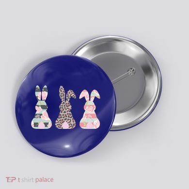 Cute Easter Bunnies Rose Stripe Leopard Patterns Button