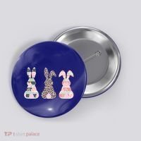 Cute Easter Bunnies Rose Stripe Leopard Patterns Button thumb 0