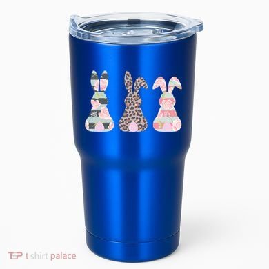 Cute Easter Bunnies Rose Stripe Leopard Patterns Tumbler