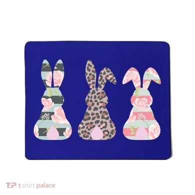 Cute Easter Bunnies Rose Stripe Leopard Patterns Mousepad